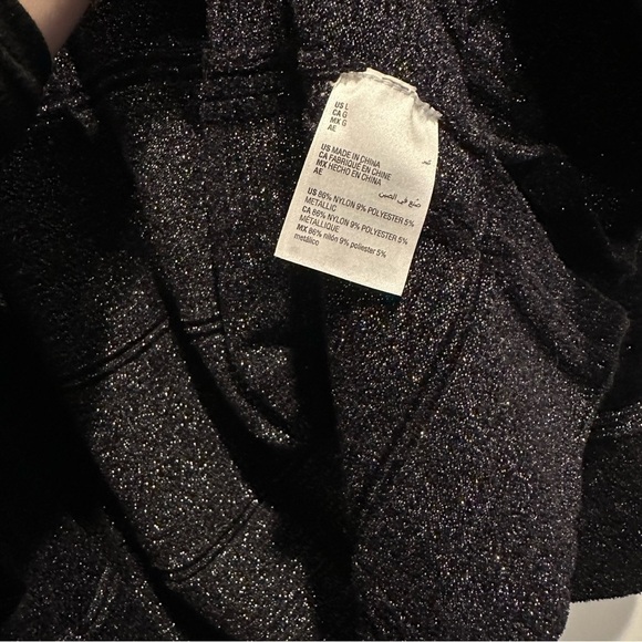 Alfani Women’s Black Silver Shine Windowpane Open Front Long Cardigan Size Large - Picture 6 of 8